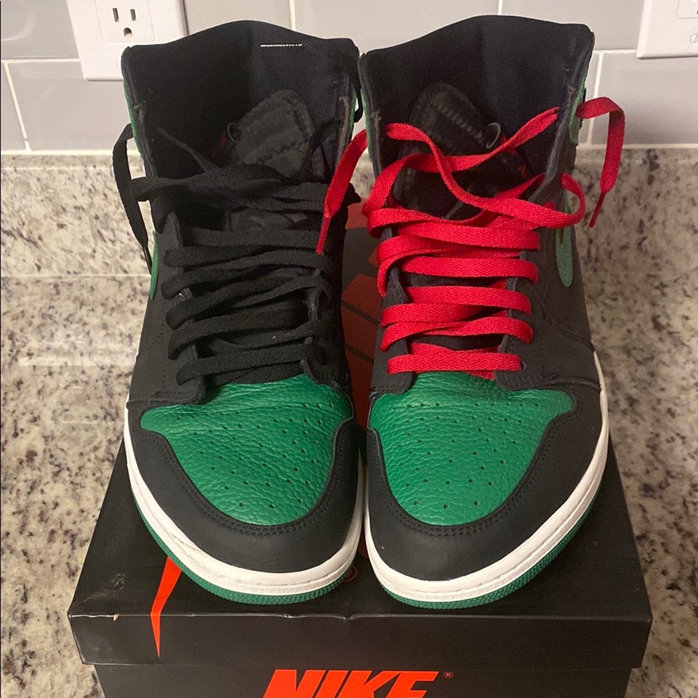 Nike High-Top Sneakers - Black, Green, and Red